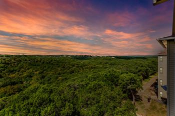 a view of a nature preserve at sunset at The Verandah, Texas, 78726